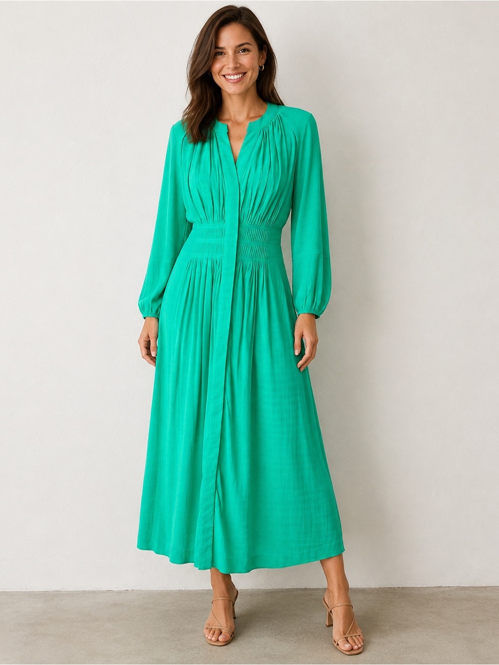 🍁Enchanted Fairycore Rainforest Green Maxi Dress – French Connection USA Size 6